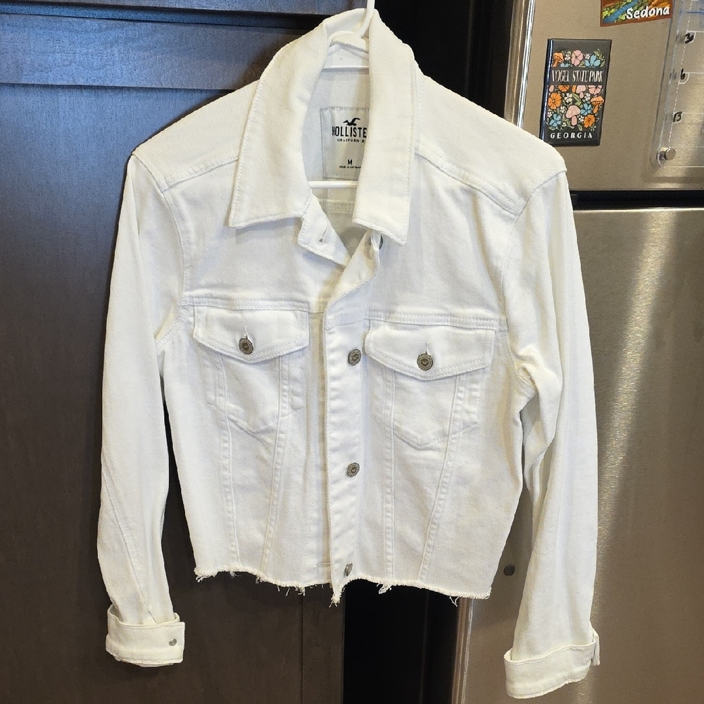 Hollister Women's White Denim Jacket